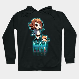 Chibi anime Girl Kawaii Life Cat Hoodie